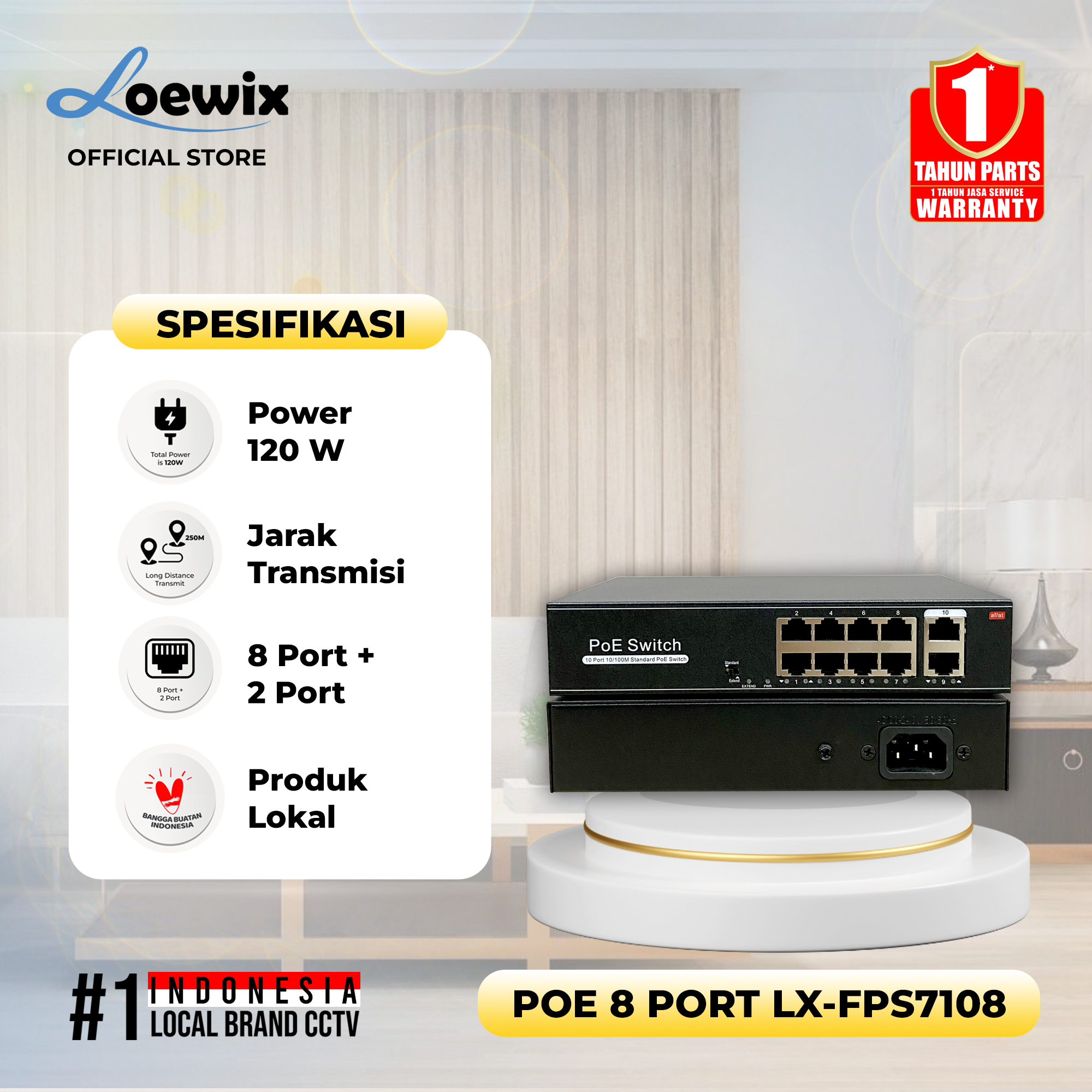 LOEWIX #LX-FPS7108 POE SWITCH 8 PORT + 2 10/100