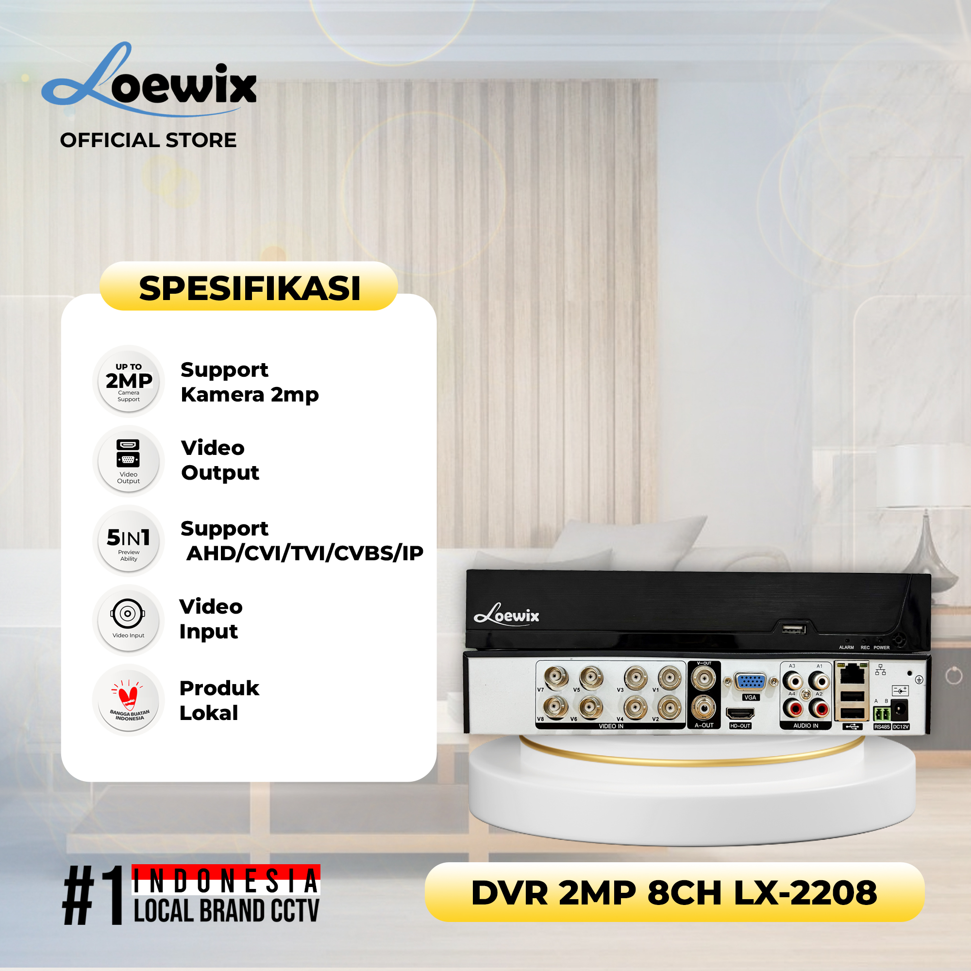 LOEWIX DVR #LX-2208CH 2MP 8CH AUDIO