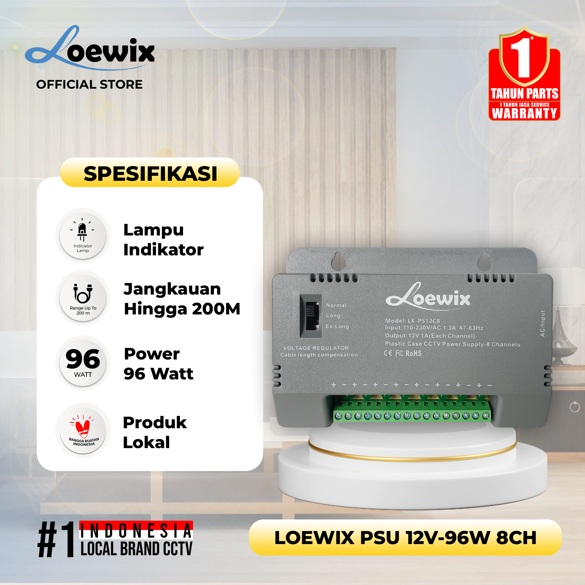 LOEWIX PSU 12V-96W 8CH