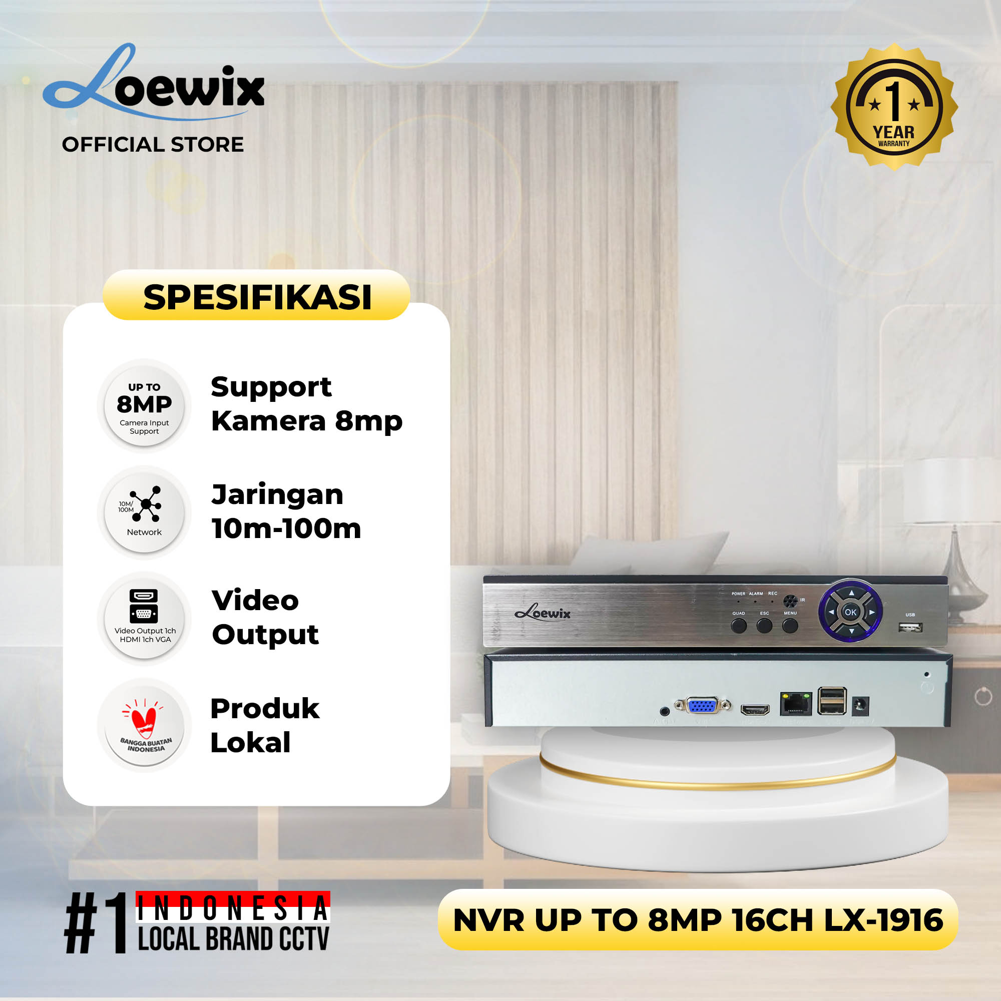 LOEWIX NVR 5MP 16CH #LX-NVR1916