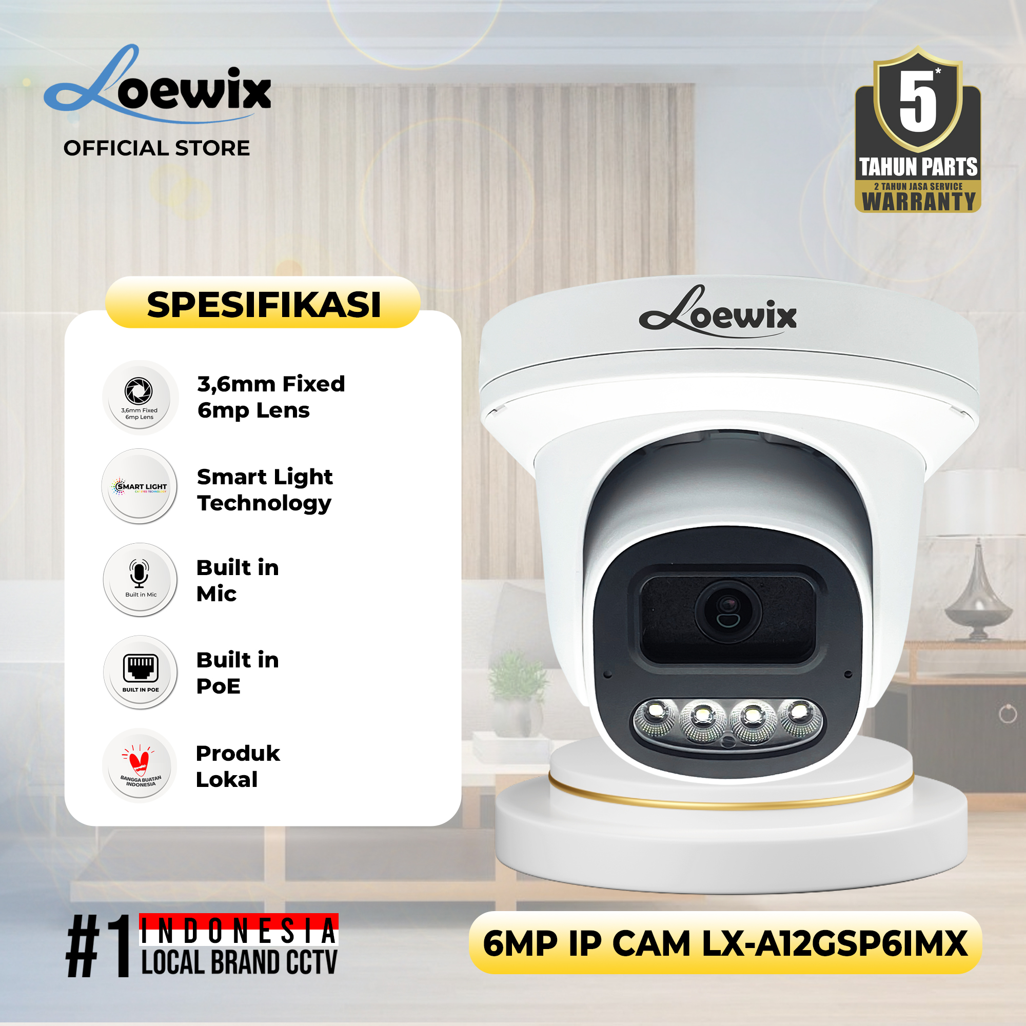 LOEWIX #LX-A12GSP6IMX IP CAMERA INDOOR 6MP