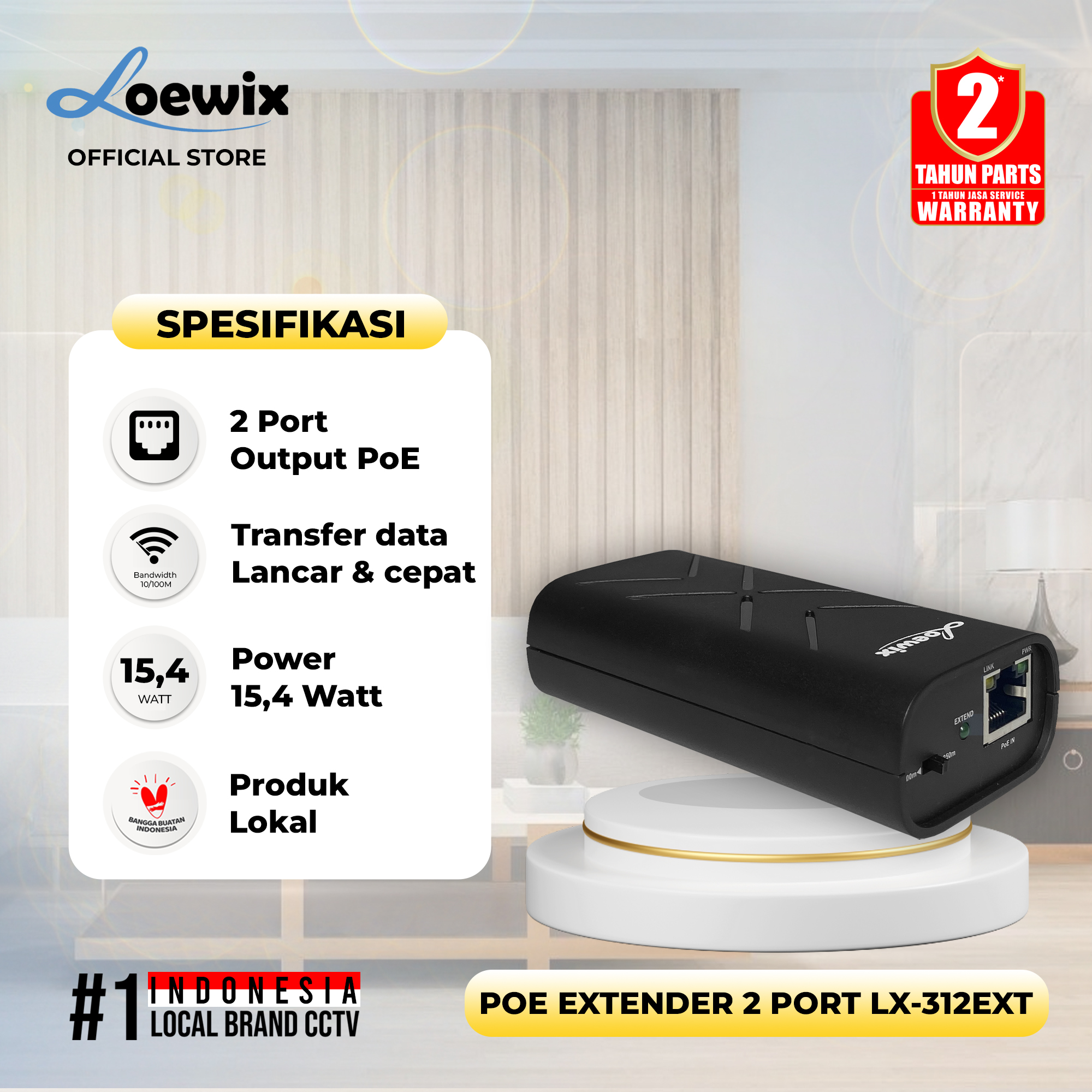 LOEWIX #LX-312EXT POE EXTENDER 2 PORT 15.4W