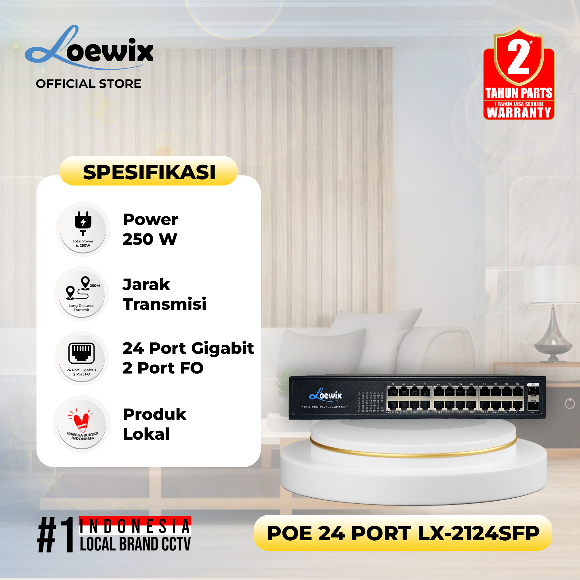 LOEWIX #LX-2124SFP POE SWITCH 24 PORT + 2 PORT FO