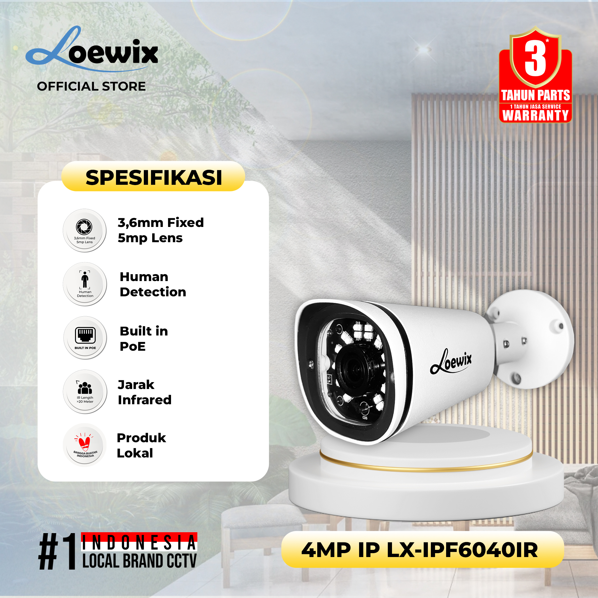 LOEWIX #LX-IPF6040IR IP CAMERA OUTDOOR 4MP