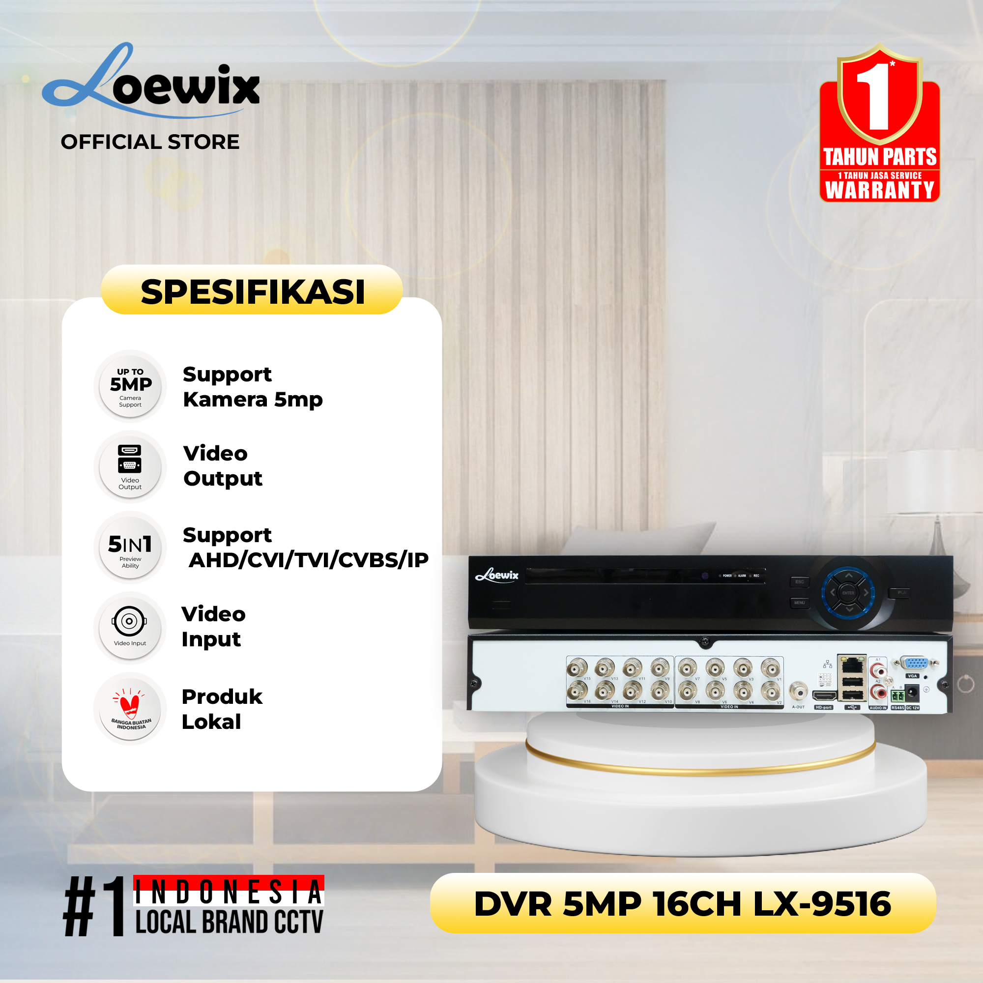 LOEWIX DVR #LX-9516 5MP 16CH