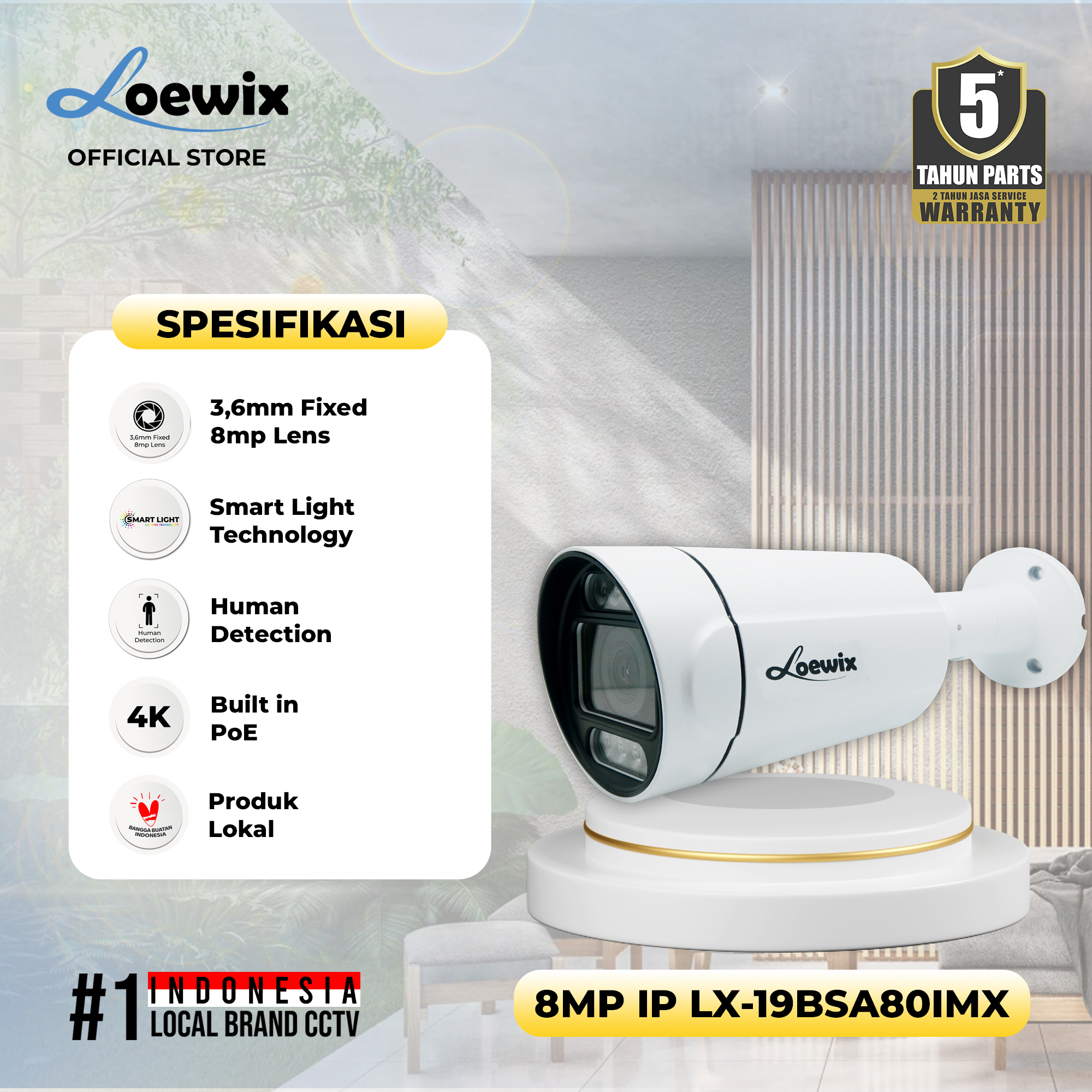 LOEWIX #LX-19BSA80IMX IP CAMERA OUTDOOR 8MP SONY IMX