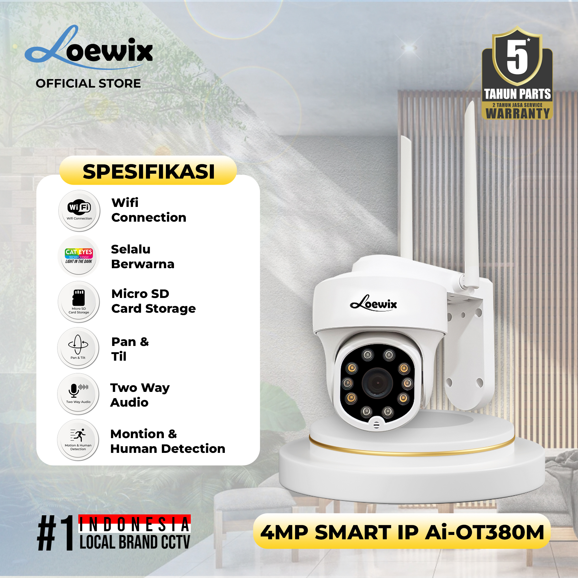 LOEWIX #Ai-OT380M 4MP WIFI CAMERA OUTDOOR HUMAN TRACKING