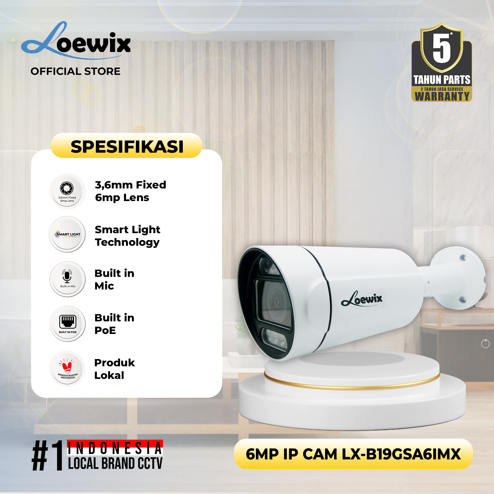 LOEWIX #LX-B19GSA6IMX IP CAMERA OUTDOOR 6MP